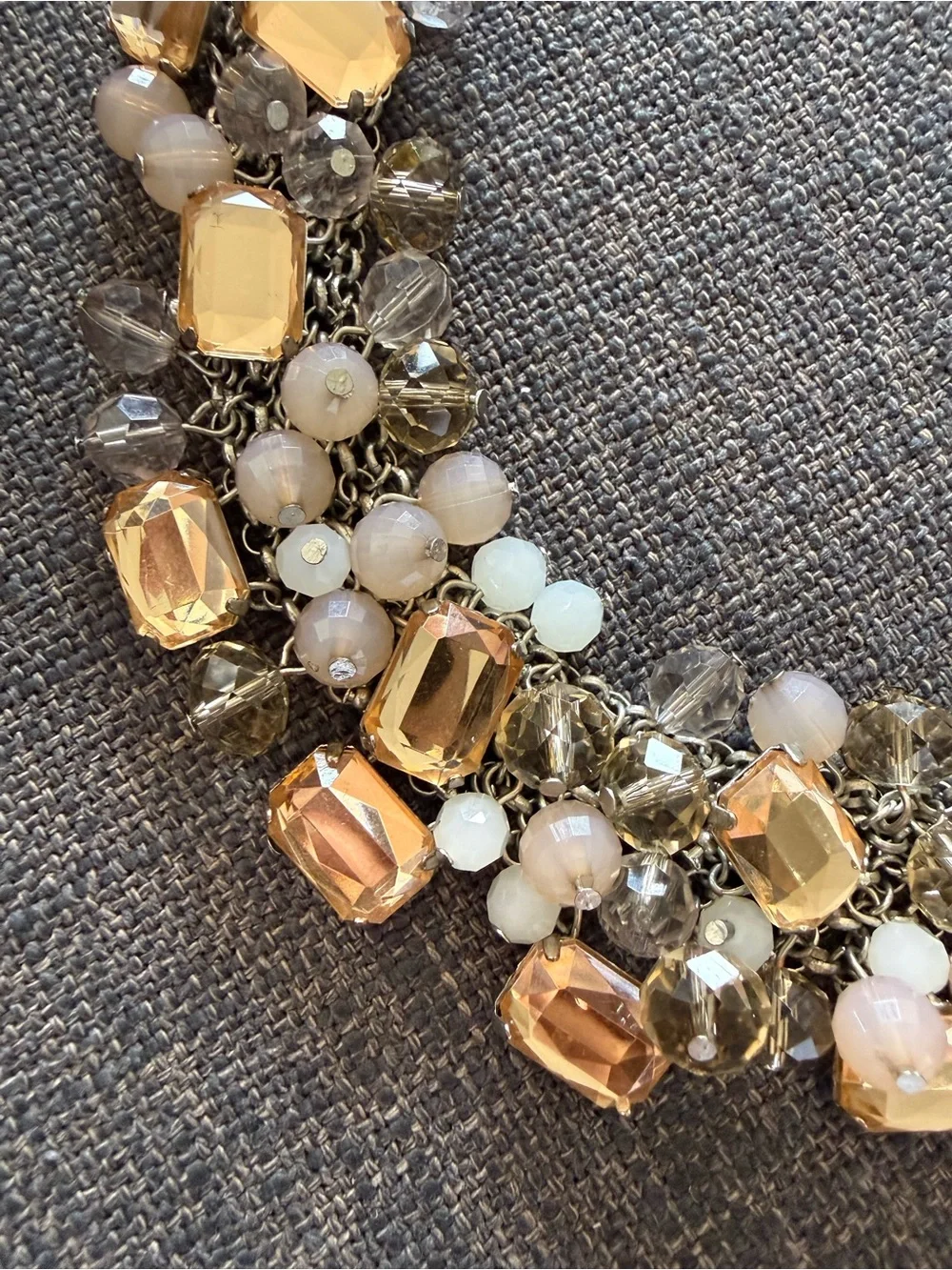 LOFT Statement Gold Crystal Bib Necklace - Women Jewelry